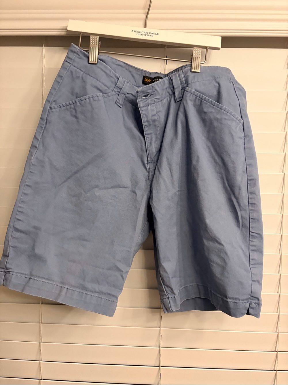 Lee Women's Light Blue Flat-Front Cotton Shorts